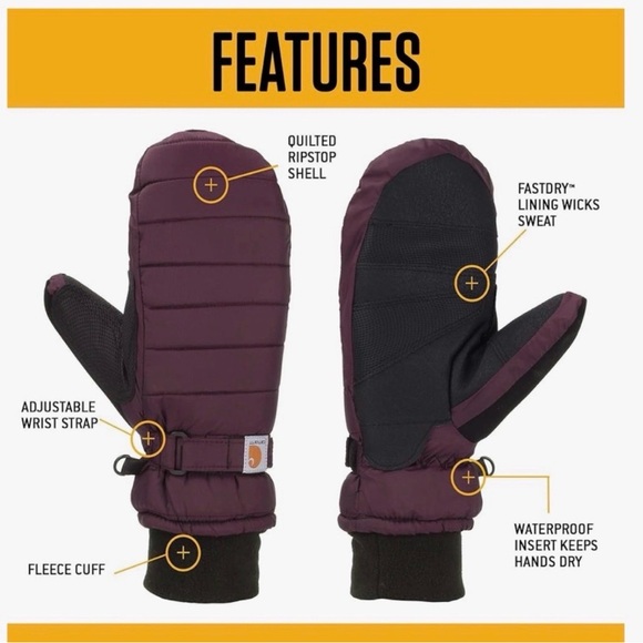 Carhartt Black Quilted Mittens - Picture 3 of 4